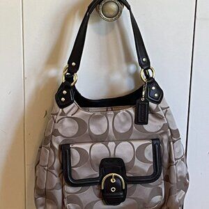 Coach Campbell Signature Hobo Satin Canvas Shoulder Bag